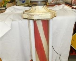 EARLY 1900'S PORC. BARBER POLE W/ GLOBE