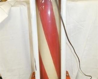 EARLY 1900'S PORC. BARBER POLE W/ GLOBE