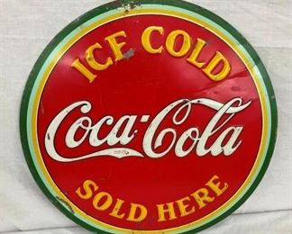 20IN 1933 EMB. COCA COLA SOLD HERE SIGN
