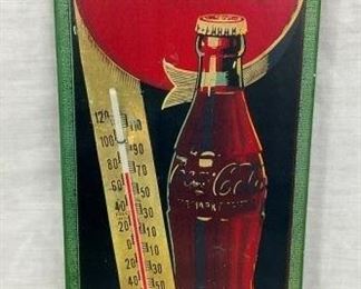 EARLY DRINK COKE MASONITE THERMOMETER