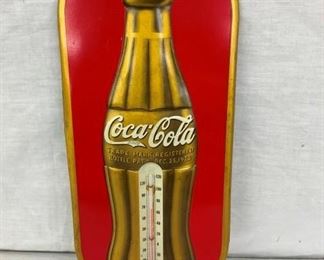 COKE 1923 EMB. THERMOMETER W/ BOTTLE