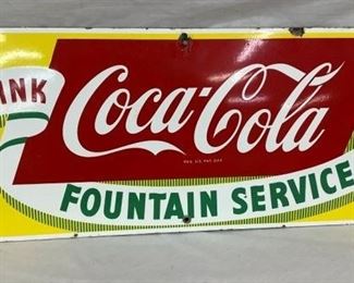 28X12 PORC. COKE FOUNTAIN SERVICE SIGN