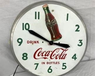 RARE 20IN ALL ALUM. COCA COLA CLOCK
