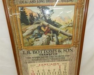 1932 J.B BOTTOMS & SON CALENDAR