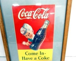 FRAMED COCA-COLA PAPER ADV. 