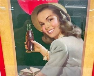 COKE CARDBOARD W/ LADY AND BOTTLE