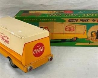 1950'S BATTERY OP COKE TRUCK W/ BOX