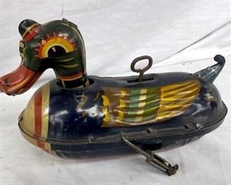 EARLY KEYWIND TIN LITHO DUCK