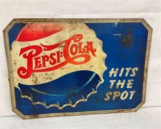 EARLY PEPSI DOUBLE DOT SIGN W/ CAP