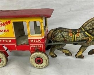 MARX TOYTOWN DAIRY HORSE W/ CART