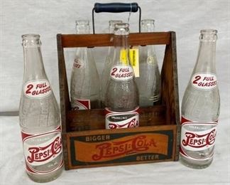 EARLY WOODEN DOUBLE DOT PEPSI CARRIER