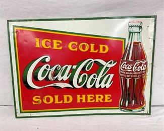 1923 EMB. ICE COLD COKE SOLD HERE SIGN
