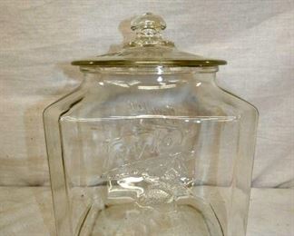 12IN EMB. TAYLOR STORE JAR W/ LID