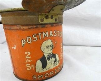 EARLY TIN POST MASTER CIGAR DISPLAY