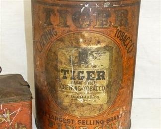 CLOSEUP EARLY TIGER TOB. TIN
