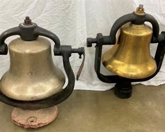 2 ORIG. LOCOMOTIVE BRASS TRAIN BELLS 