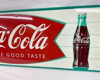 COCA-COLA FISHTAIL SIGN W/BOTTLE 