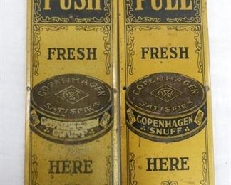 PAIR EARLY PUSH & PULL SNUFF SIGNS