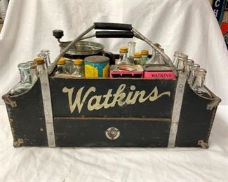 BACKSIDE VIEW WOODEN WATKINS CARRIER 