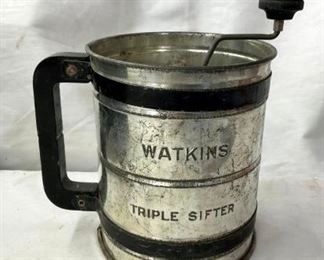 WATKINS EMB. TRIPLE FLOUR SIFTER 