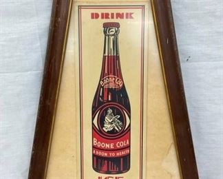 DRINK ICE COLD BOONE COLA CARDBOARD