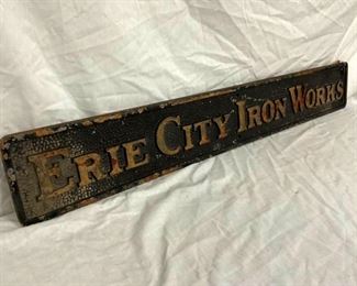 LEFT SIDE CAST ERIE CITY IRON WORKS SIGN
