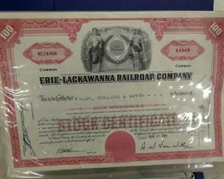 BOOK OF ERIE PA RR STOCK CERTIFICATES 