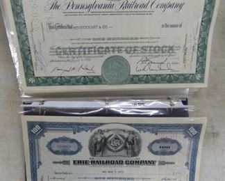 BOOK OF ERIE PA RR STOCK CERTIFICATES 