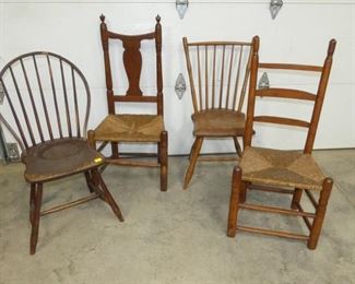VARIOUS WINDSOR/RUSH BOTTON/OTHER CHAIRS