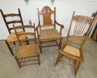OAK LADDER BACK/OTHER VARIOUS CHAIRS
