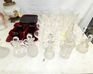 RUBY RED GLASS/CUT GLASS CRUETS/OTHER