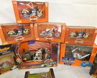 VIEW 2 CLOSEUP HARLEY TOYS W/ BOXES