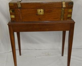 1820'S CAMPAIGN CHEST ON STAND
