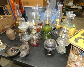 VARIOUS EARLY OIL LAMPS