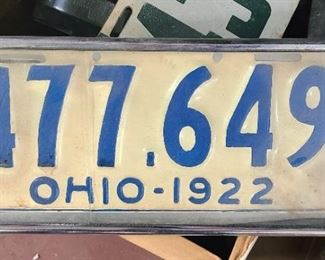 Vintage 1922 Ohio license plate 