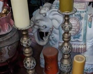 Set of vintage brass candle holders.