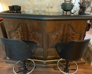 Portable bar and bar stools.