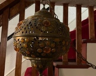 Vintage brass hanging lamp.