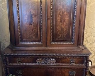 Spanish Revival furniture 1920's. Beautiful hand carved inlaid genuine wood pieces.