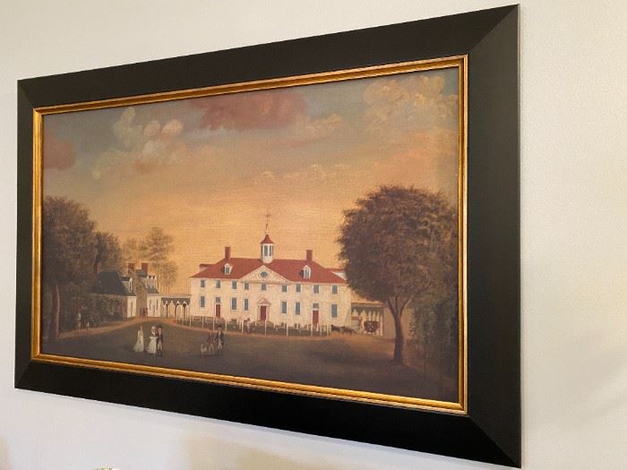 Framed painting of Mount Vernon.