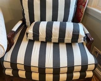 Black and white striped oversize chair.