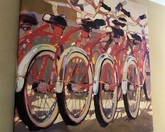 Retro bikes - large solid faced canvas wall art print.