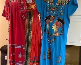 Hispanic embroidered dress and African dress. 