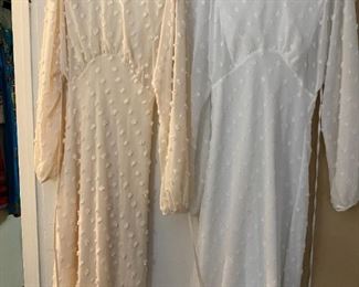 White and beige dresses.