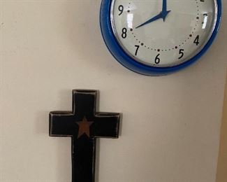 Clock and cross.