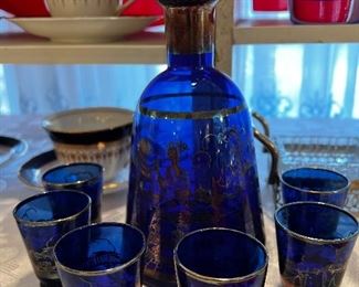 Beautiful silver overlay cordial set