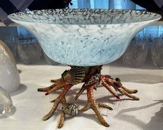 Spectacular Jay Strongwater center bowl with Swarovski studded coral and seashells