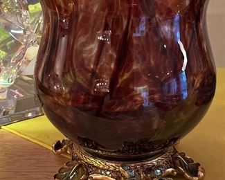 Lovely Jay Strongwater tortoise shell glass vase