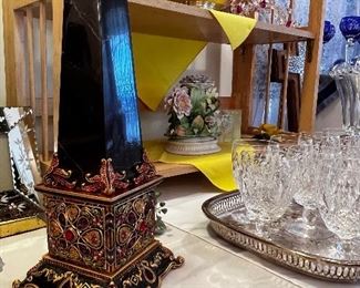 Jay Strongwater tall Persia stone obelisk