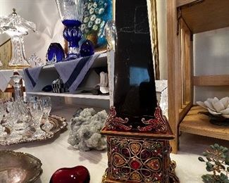 Jay Strongwater tall Persia stone obelisk